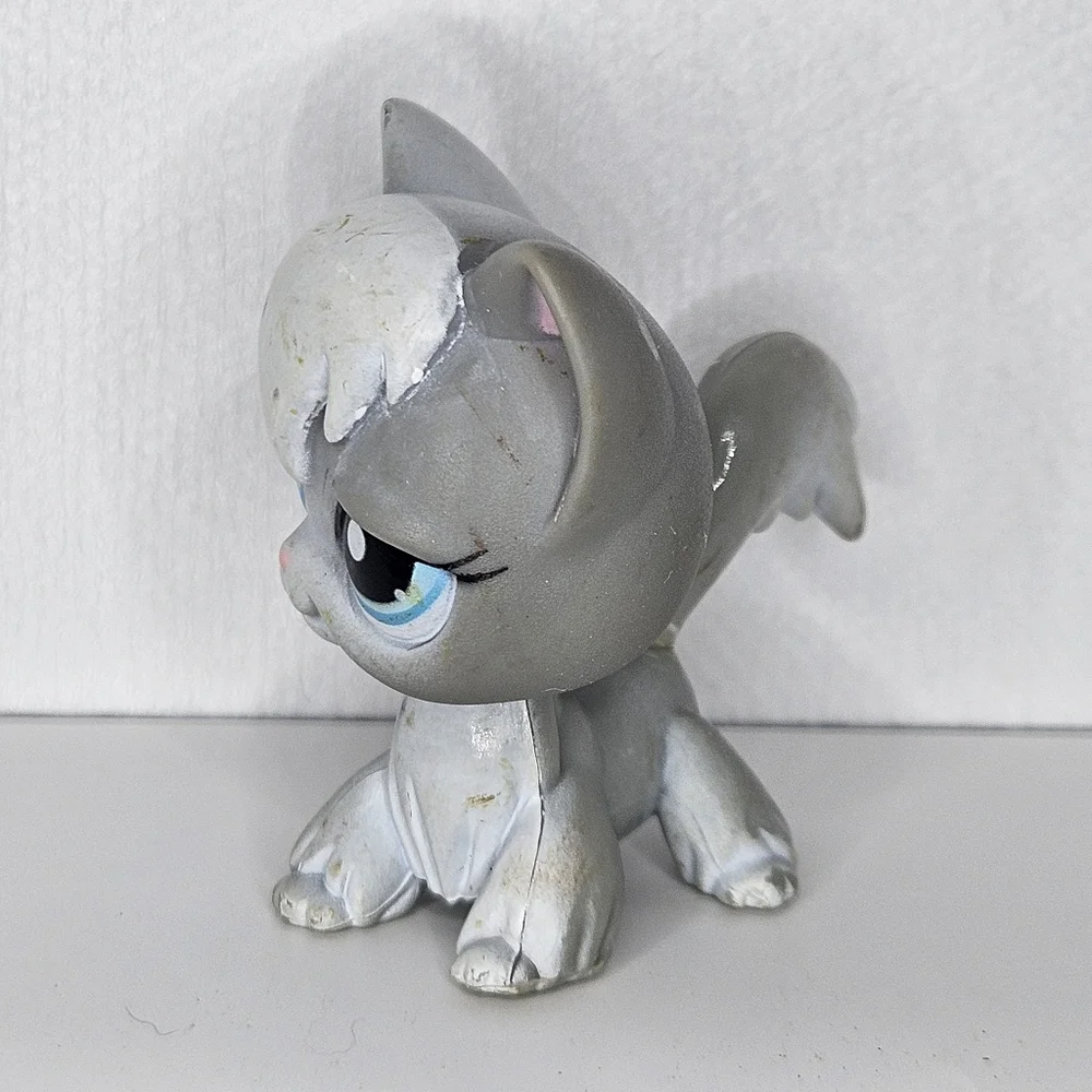 LPS Hasbro #345 Grey/White Angora Longhair Cat Blue Eyes 2007 ‎ Collectors Rare